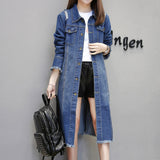 Rlyaeiz 2019 Spring Fashion New Hole Mid-long Denim Jacket Women Autumn Long Sleeve Frayed Jeans Jacket Women chaqueta mujer