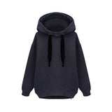 Women Fashion Casual All-match Loose Jacket Long Sleeve Hooded Velvet Thick Warm Sweatershirt Hoody
