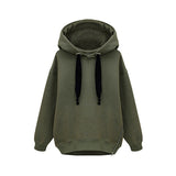 Women Fashion Casual All-match Loose Jacket Long Sleeve Hooded Velvet Thick Warm Sweatershirt Hoody