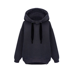 Women Fashion Casual All-match Loose Jacket Long Sleeve Hooded Velvet Thick Warm Sweatershirt Hoody