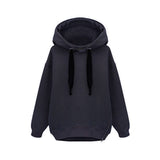 Women Fashion Casual All-match Loose Jacket Long Sleeve Hooded Velvet Thick Warm Sweatershirt Hoody