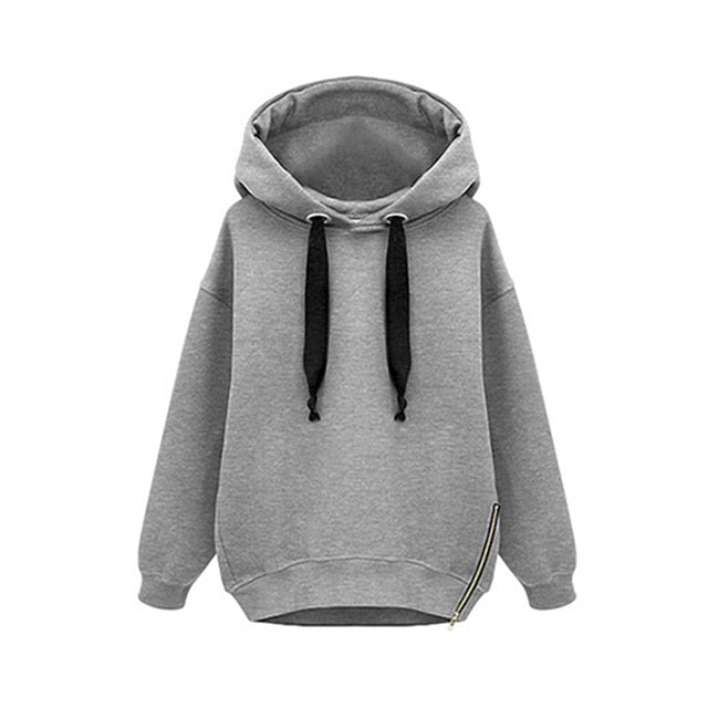 Women Fashion Casual All-match Loose Jacket Long Sleeve Hooded Velvet Thick Warm Sweatershirt Hoody