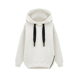Women Fashion Casual All-match Loose Jacket Long Sleeve Hooded Velvet Thick Warm Sweatershirt Hoody