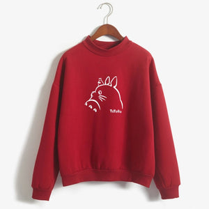 Women Hoodies Cartoon Printed Autumn Girls Harajuku Totoro Sweatshirt Winter Fleece Casual Hoodies Fleece Tracksuit Dropship