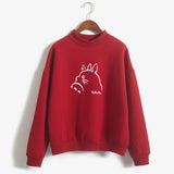 Women Hoodies Cartoon Printed Autumn Girls Harajuku Totoro Sweatshirt Winter Fleece Casual Hoodies Fleece Tracksuit Dropship