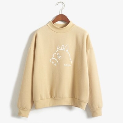 Women Hoodies Cartoon Printed Autumn Girls Harajuku Totoro Sweatshirt Winter Fleece Casual Hoodies Fleece Tracksuit Dropship