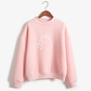 Women Hoodies Cartoon Printed Autumn Girls Harajuku Totoro Sweatshirt Winter Fleece Casual Hoodies Fleece Tracksuit Dropship