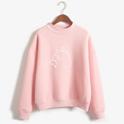 Women Hoodies Cartoon Printed Autumn Girls Harajuku Totoro Sweatshirt Winter Fleece Casual Hoodies Fleece Tracksuit Dropship