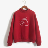 Women Hoodies Cartoon Printed Autumn Girls Harajuku Totoro Sweatshirt Winter Fleece Casual Hoodies Fleece Tracksuit Dropship