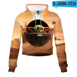 Mandalorian Baby Yoda Crop Top Hoodie Star War Harajuku Cropped Sweatshirt Streetwear Hip Hop Long Sleeves Pullover Tops Cosplay