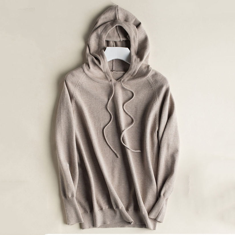woman knitted hoody clothings casual full sleeve solid pullovers for women  Hodded women top Knitted women clothings