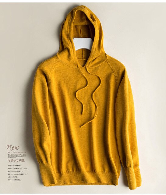woman knitted hoody clothings casual full sleeve solid pullovers for women  Hodded women top Knitted women clothings