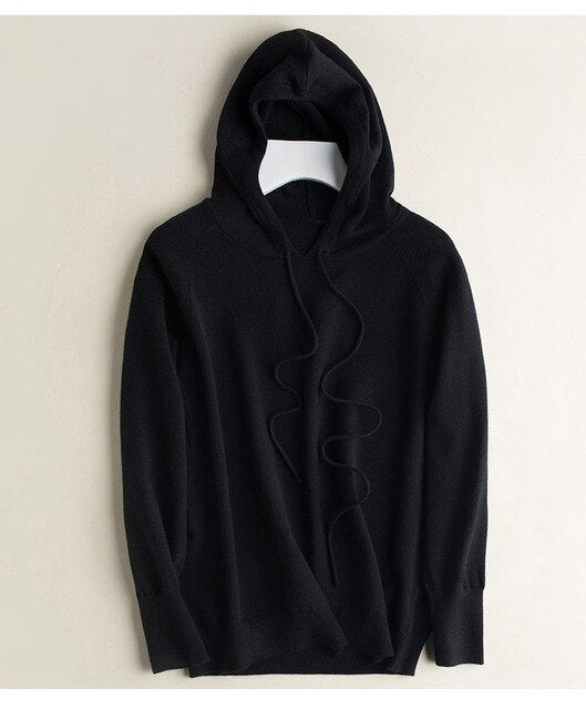 woman knitted hoody clothings casual full sleeve solid pullovers for women  Hodded women top Knitted women clothings