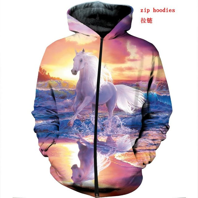 PLstar Cosmos animal Champion medal horse racing 3d hoodies/Sweatshirt Winter autumn long selvee Harajuku streetwear-5