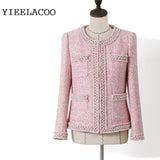 Pink Tweed Jacket Women Heavy Beading Ladiessmall Fragrant Wind Spring Spring/Autumn Winter Jacket One-piece Coat Jacket