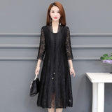 Summer women's lace jacket women's mid-length sunscreen cardigan thin section hollow lace cardigan cape coat shawl plus size 5XL