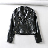 Za 2019 Fashion Bomber Jacket Women Black PU Leather Jacket Short Section Locomotive With Many Zippers Big Lapel Women's Clothes