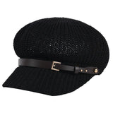USPOP Summer caps women octagonal hats breathable leather belt octagonal cap newsboy caps British vintage knitted berets