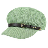 USPOP Summer caps women octagonal hats breathable leather belt octagonal cap newsboy caps British vintage knitted berets