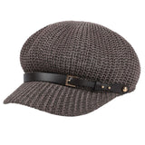 USPOP Summer caps women octagonal hats breathable leather belt octagonal cap newsboy caps British vintage knitted berets