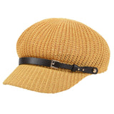 USPOP Summer caps women octagonal hats breathable leather belt octagonal cap newsboy caps British vintage knitted berets