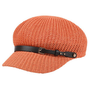 USPOP Summer caps women octagonal hats breathable leather belt octagonal cap newsboy caps British vintage knitted berets