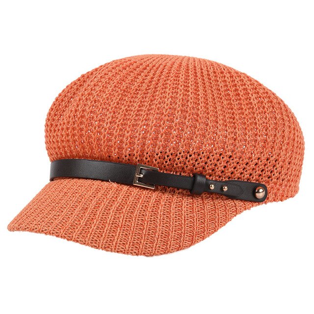 USPOP Summer caps women octagonal hats breathable leather belt octagonal cap newsboy caps British vintage knitted berets