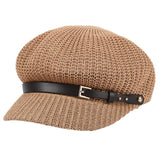 USPOP Summer caps women octagonal hats breathable leather belt octagonal cap newsboy caps British vintage knitted berets