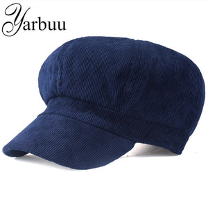 [YARBUU]Artist corduroy Women Octagonal Hats for women cap High Quality Fashion Berets solid colors casual lady caps Female hats