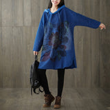 Oversized Knitted cowboy Hooded Sweatshirt Ladies Cute Plus Size Stripe Print jean Pullovers Baggy Bat Sleeve Denim Hoodies Tops