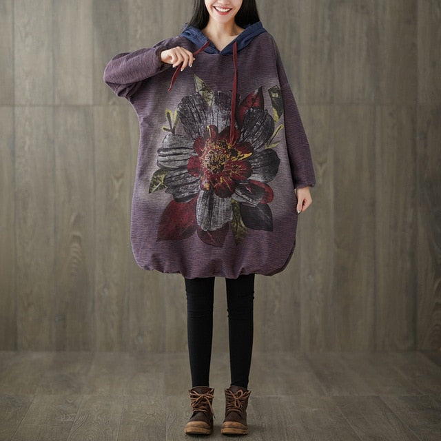 Oversized Knitted cowboy Hooded Sweatshirt Ladies Cute Plus Size Stripe Print jean Pullovers Baggy Bat Sleeve Denim Hoodies Tops